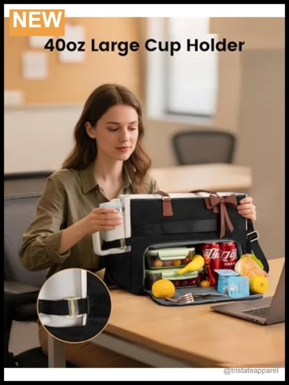 Insulated Lunch Tote Bag with Laptop Compartment & 17 Pockets
